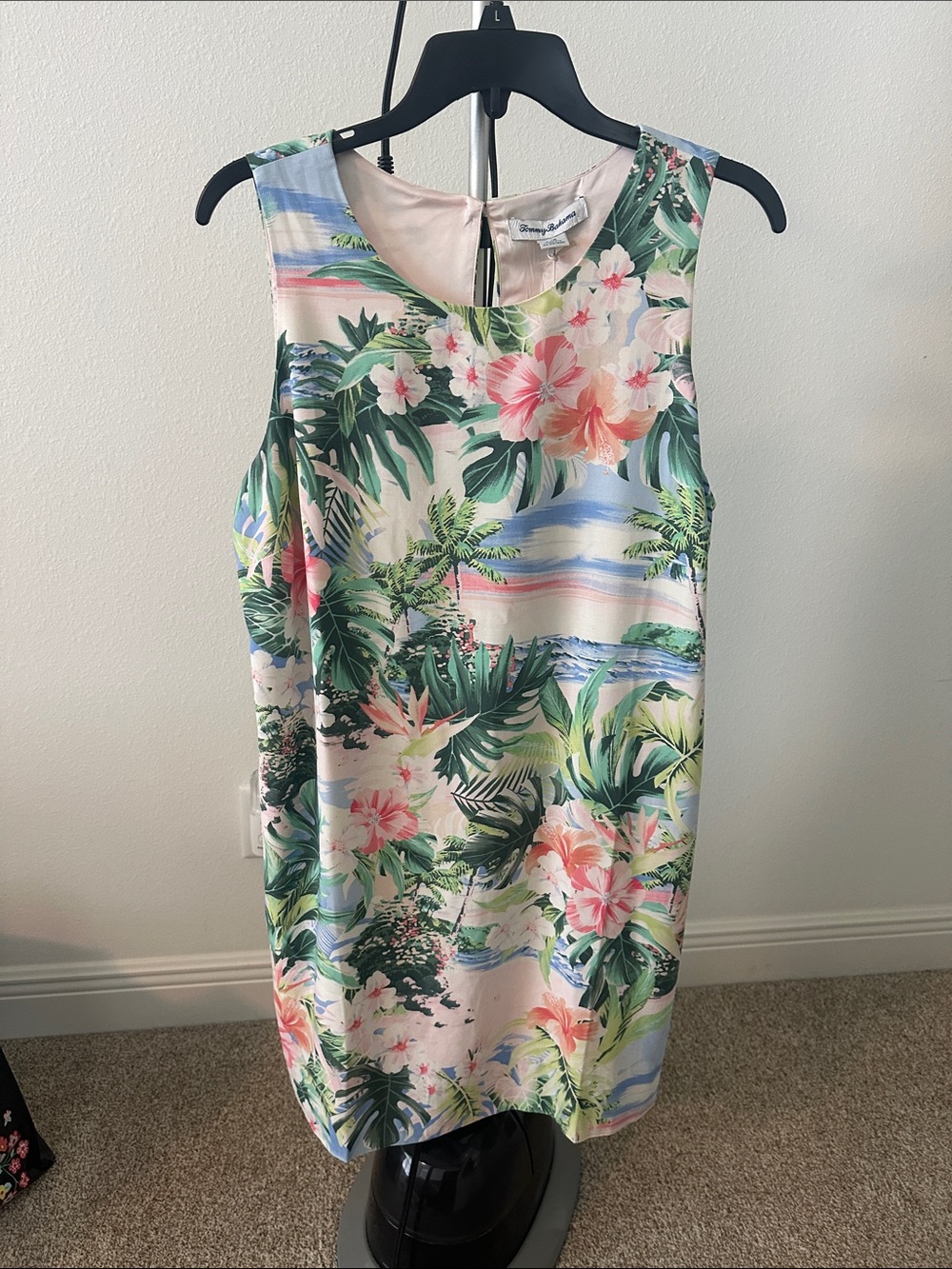 Tommy Bahama Pink Green Tropical Floral Sleeveless Shift Dress